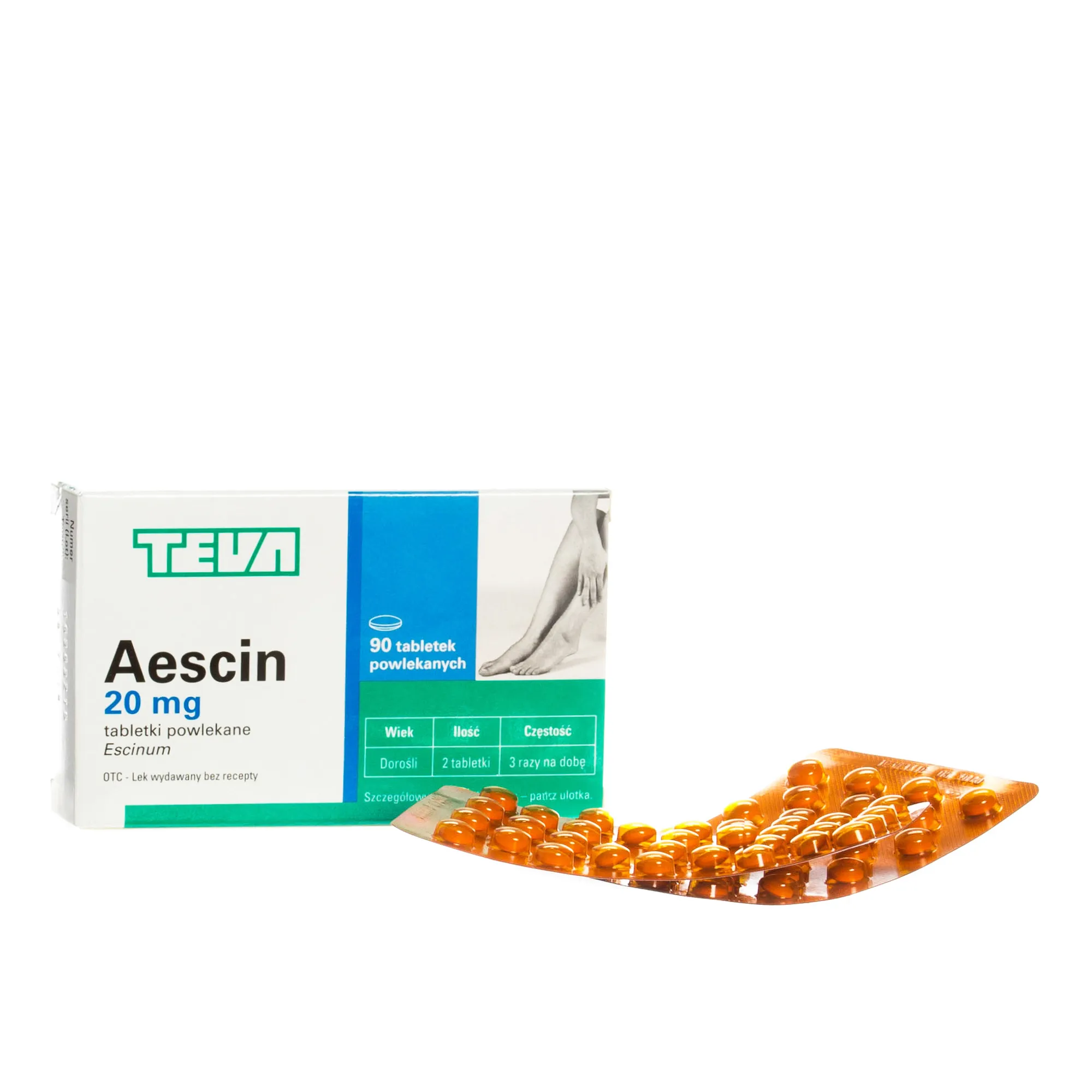 Aescin, 20 mg, 90 tabletek powlekanych 