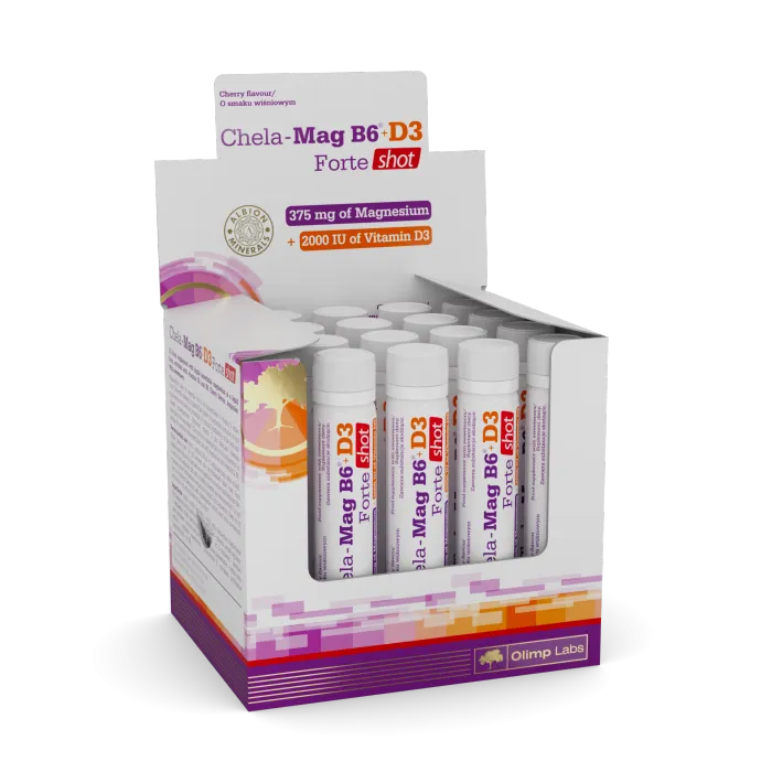 Olimp Chela-Mag B6+D3 Forte, suplement diety, shot, smak wiśniowy, 25 ml
