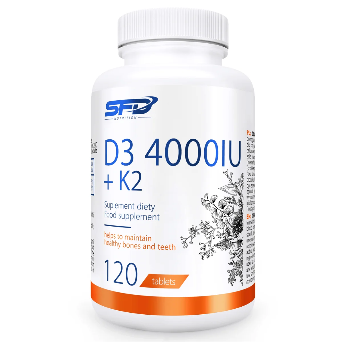 SFD D3 (4000IU) + K2 suplement diety, 120 tabletek