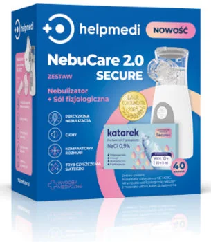 HelpMedi NebuCare 2.0 Secure Zestaw nebulizator + sól fizjologiczna HelpMedi NebuCare 2.0 Secure Zestaw nebulizator + sól fizjologiczna