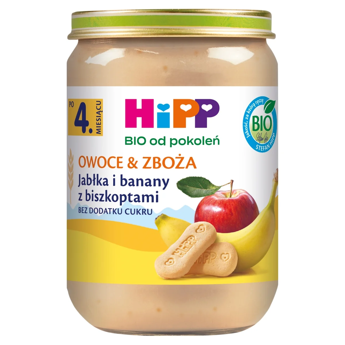 HiPP BIO od pokoleń jabłka i banany z biszkoptami po 4. miesiącu, 190 g