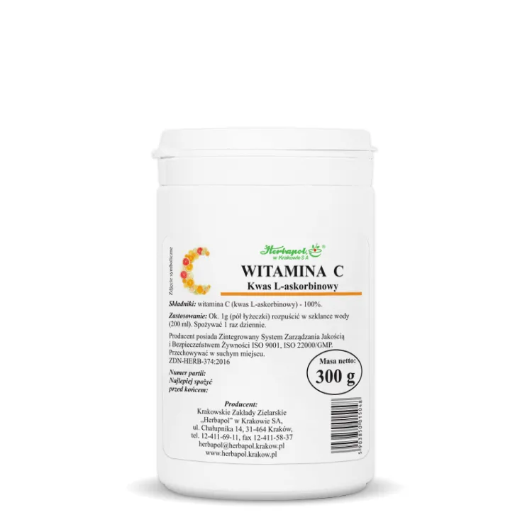 Witamina C Kwas L-askorbinowy, proszek, 300 g