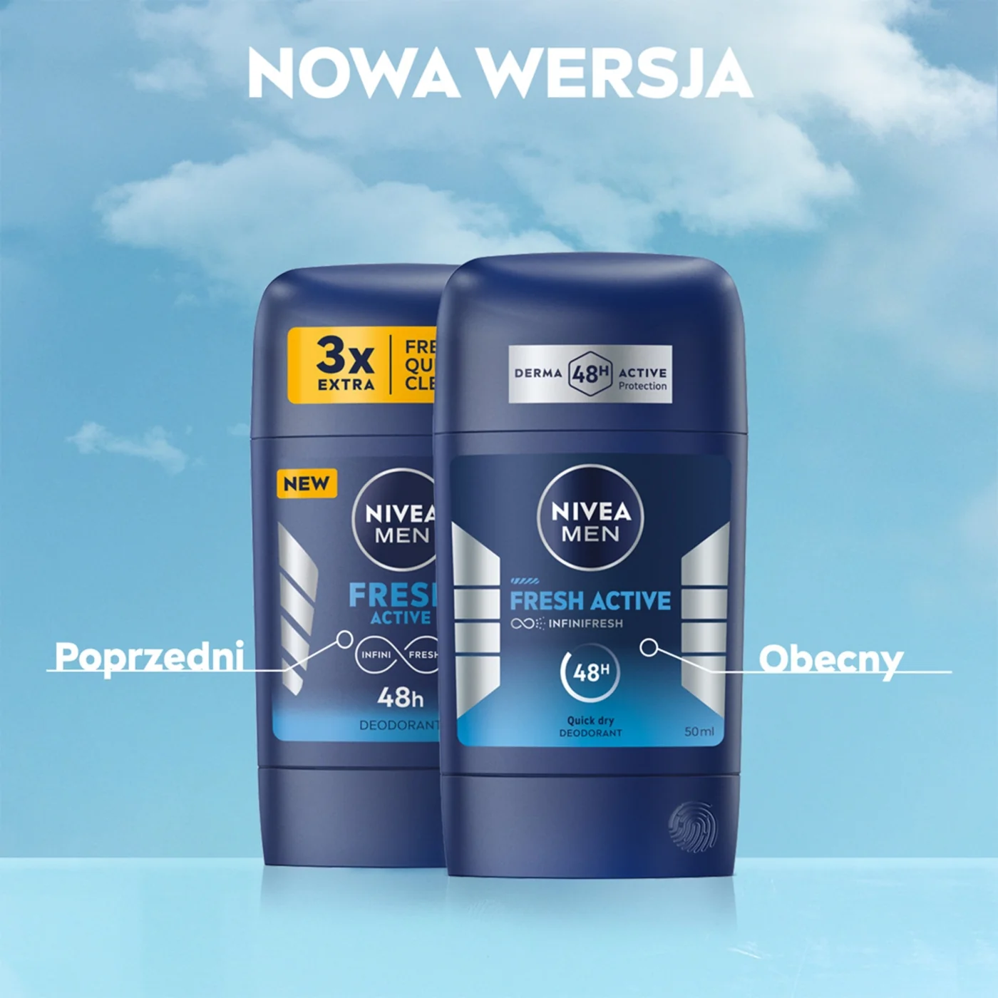 Nivea Men Fresh Active dezodorant w sztyfcie, 50 ml