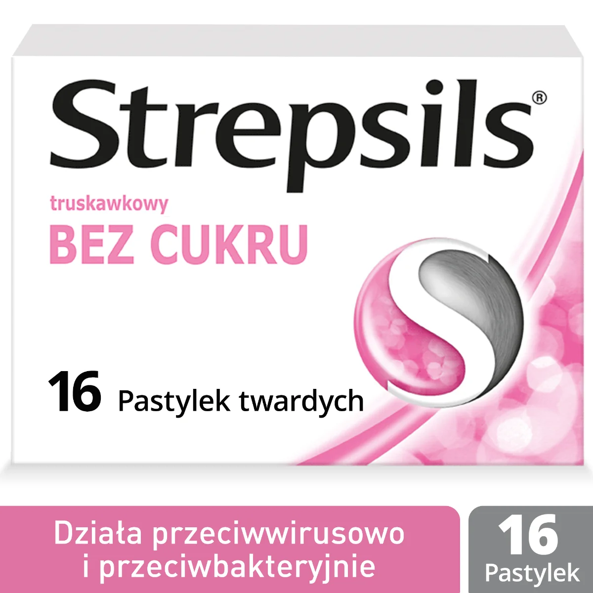 Strepsils 16 pastylek twardych o smaku truskawkowym
