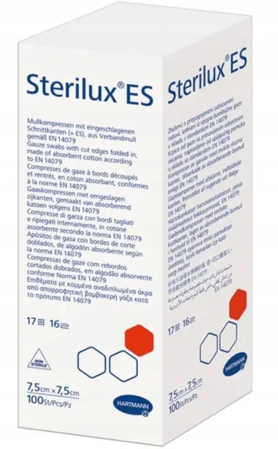 Sterilux ES kompresy niejałowe, 17-nitkowe, 16-warstwowe, 7,5x7,5