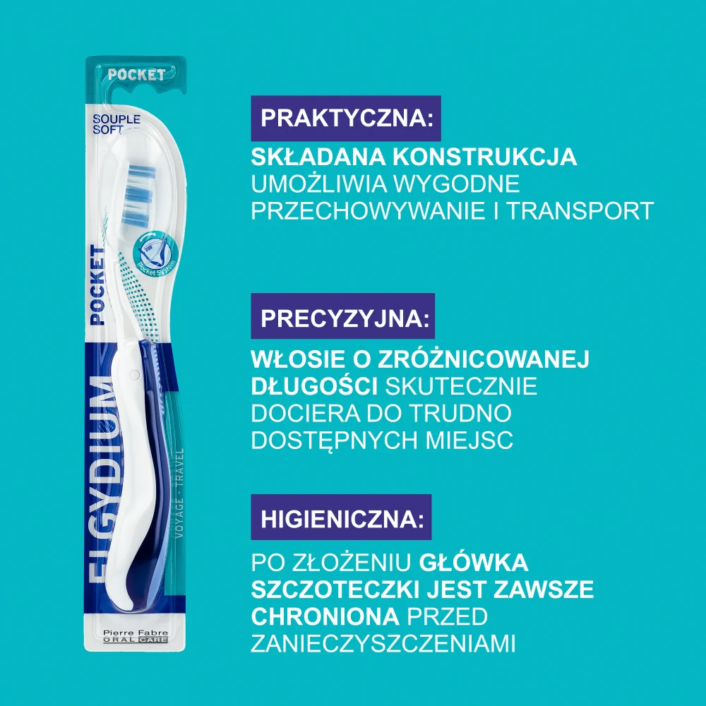 Elgydium Pocket turystyczna szczoteczka do zębów, 1 szt.