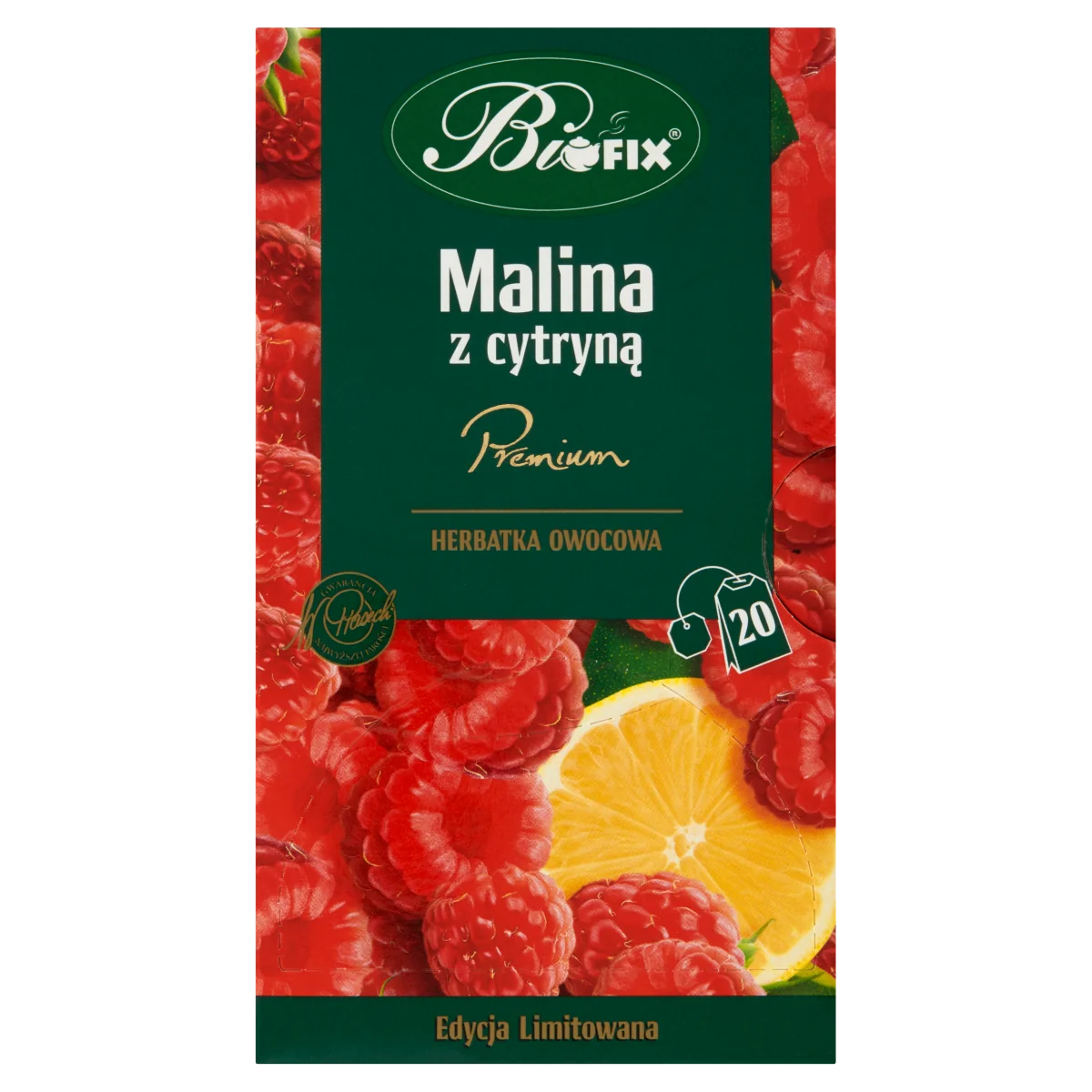 BiFIX Premium Malina z Cytryną herbatka owocowa ekspresowa, 20 x 2,0 g