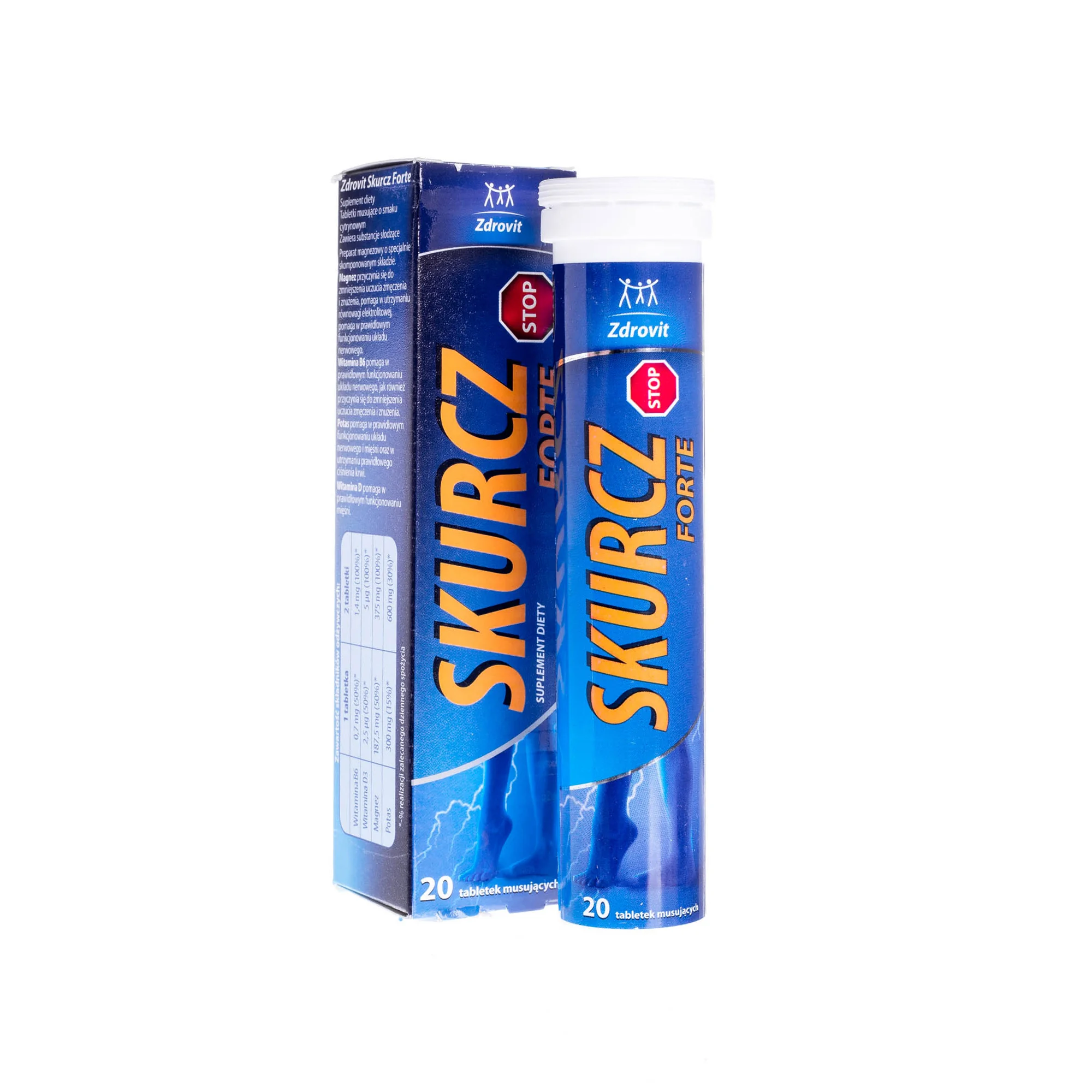 Zdrovit Skurcz Forte 20 tabletek musujących, smak cytrynowy