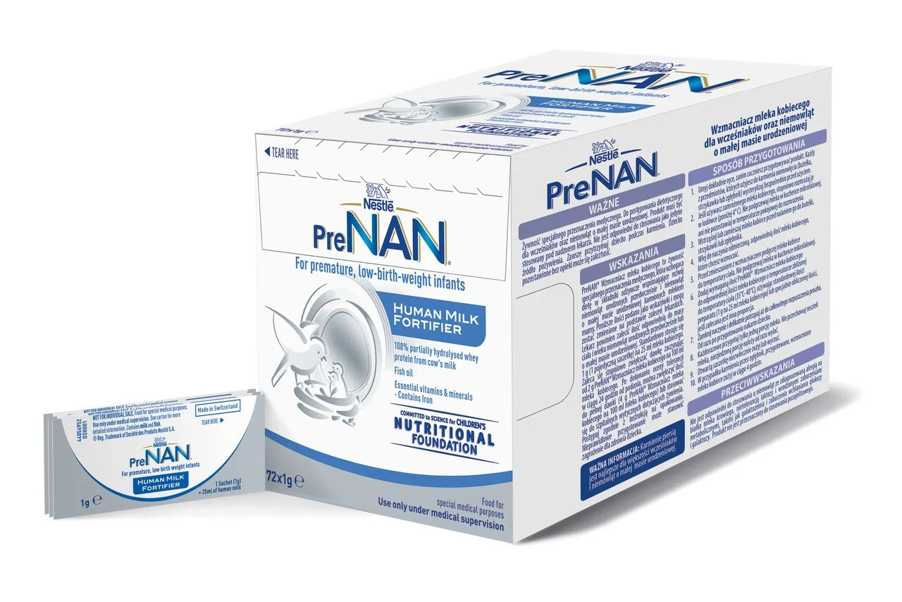 Nestle PreNAN, wzmacniacz mleka kobiecego dla wcześniaków oraz niemowląt o małej masie urodzeniowej, 1 g x 72 saszetki