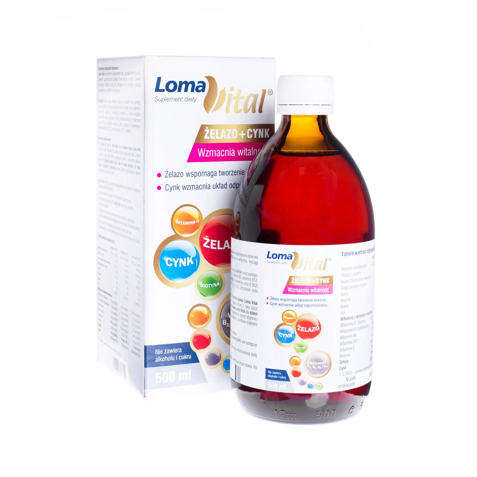 Loma Vital żelazo + cynk, suplement diety, 500 ml