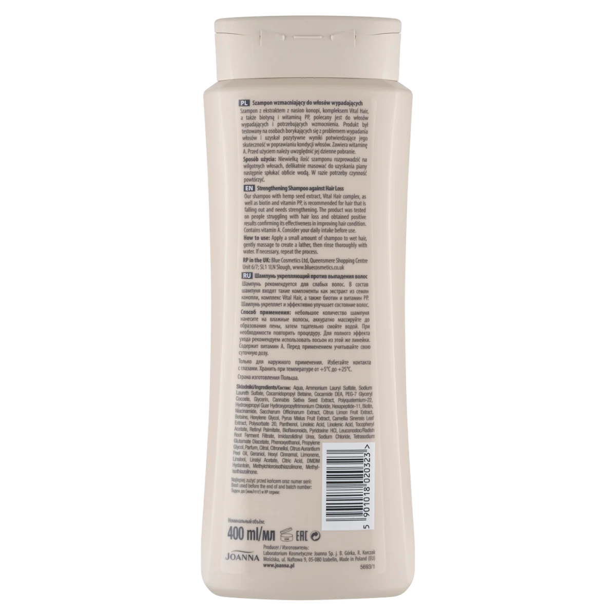 Joanna Konopie szampon wzmacniający do włosów wypadających, 400 ml