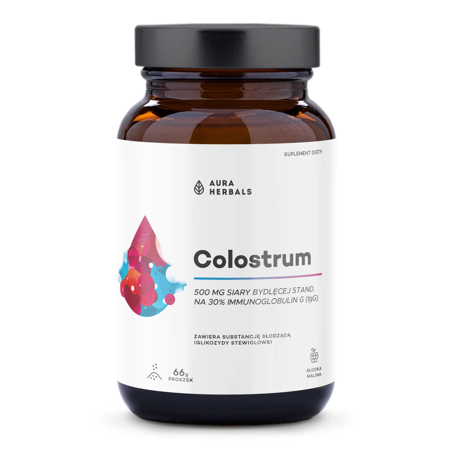 Aura Herbals Colostrum 500 mg słodka malina, proszek, 66 g