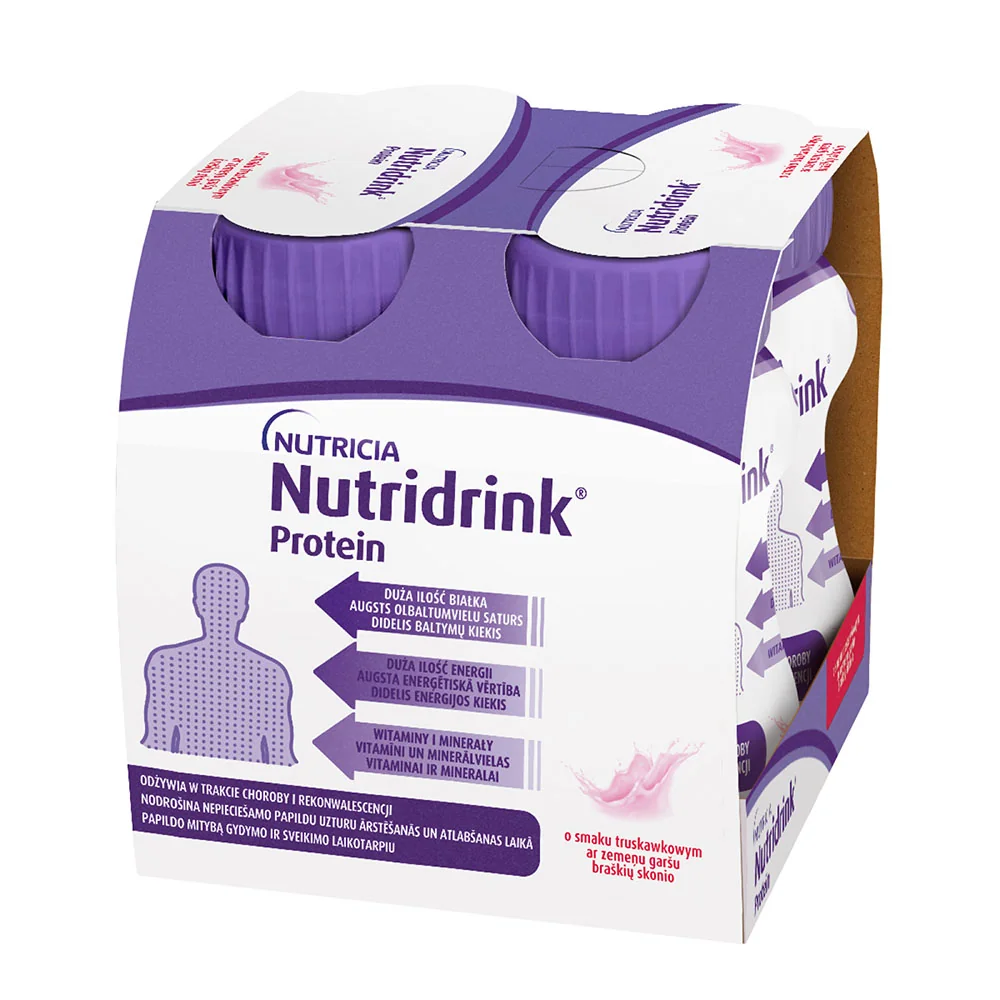 Nutridrink Protein o smaku truskawkowym, 4x125 ml
