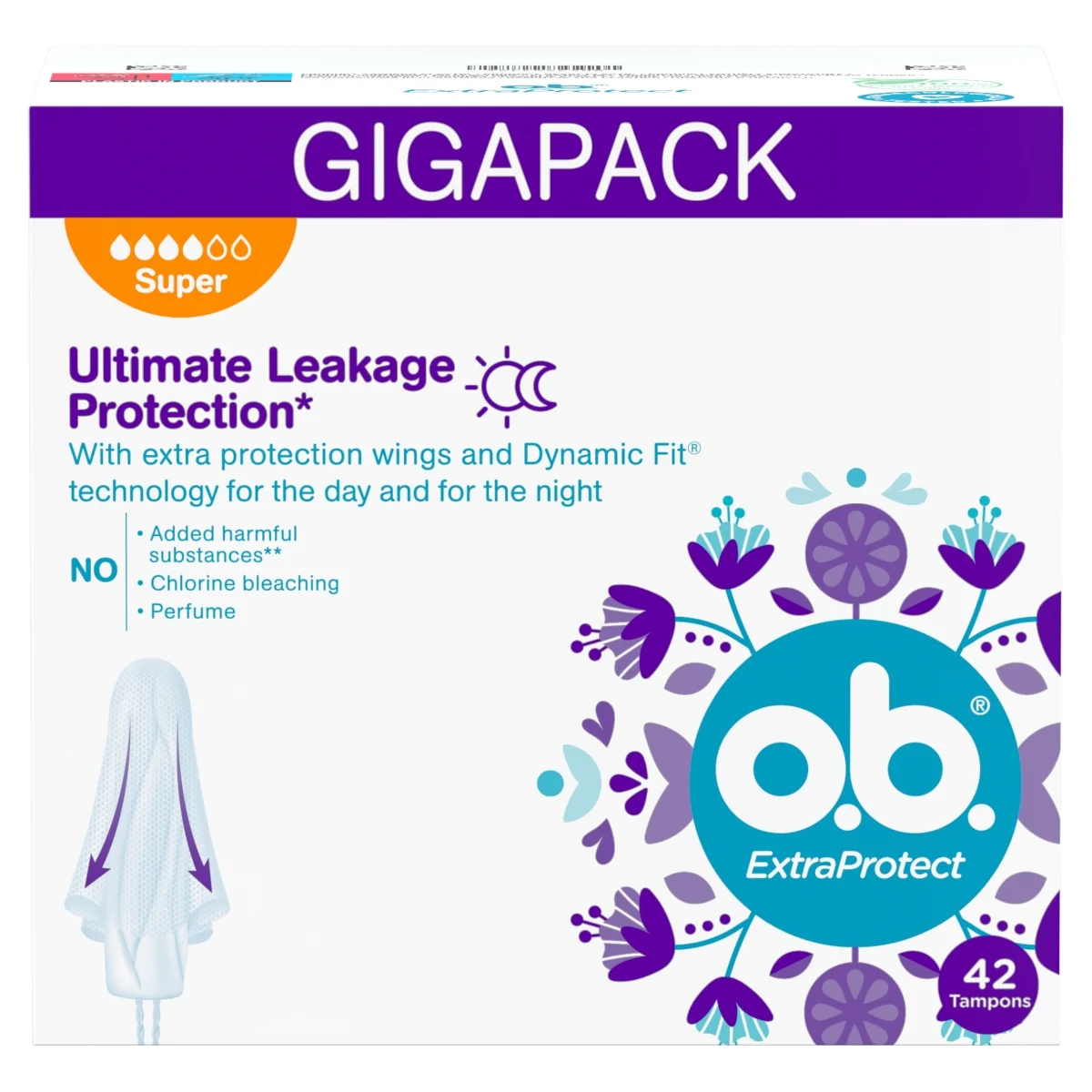o.b. ExtraProtect Ultimate Leakage Protection Super tampony chroniące przed przeciekaniem, 42 szt.