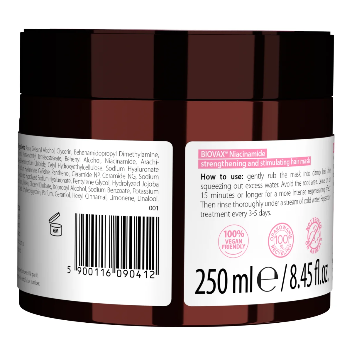 Biovax Niacynamid maska do włosów wmacniająca, 250 ml