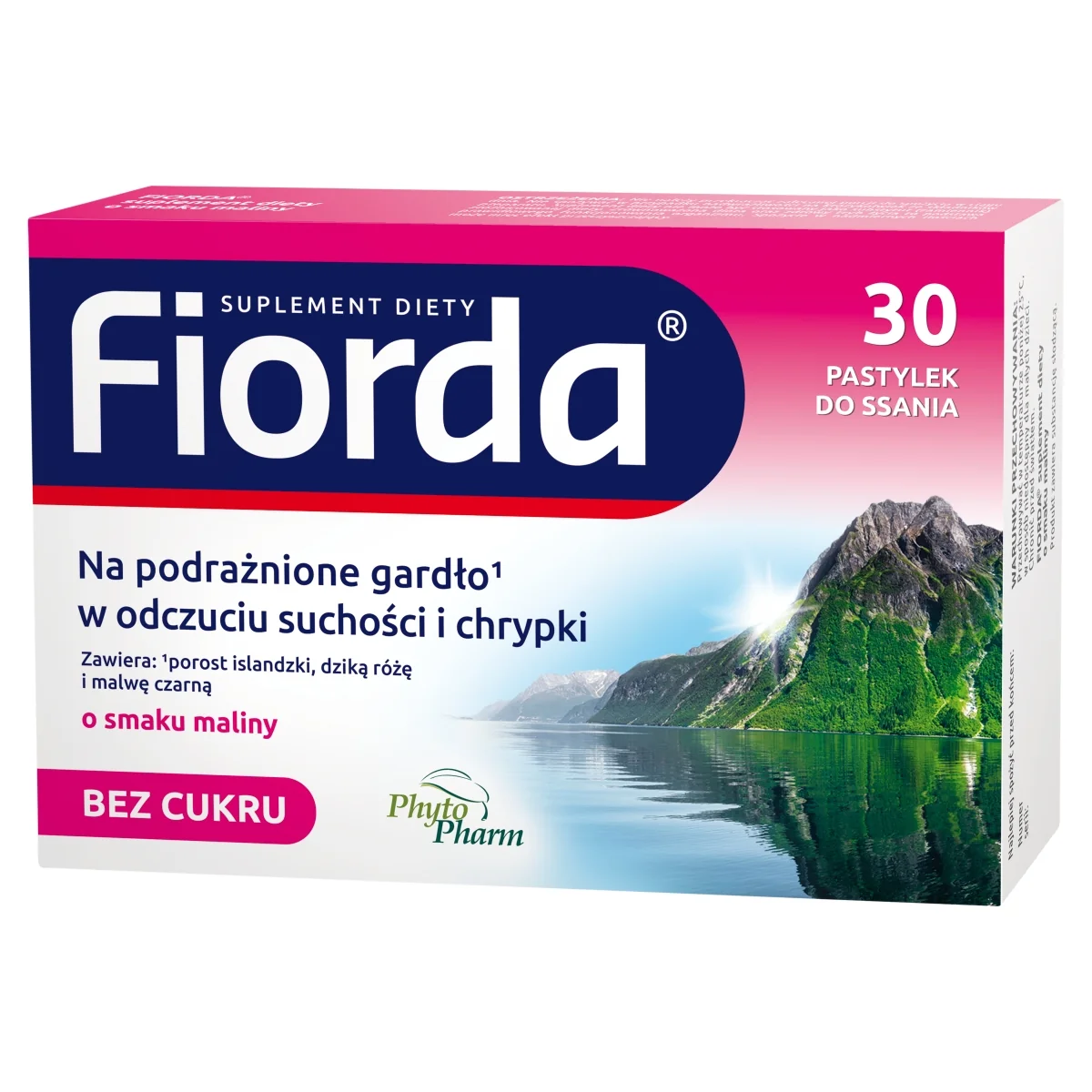 Fiorda 30 pastylek do ssania o smaku malinowym