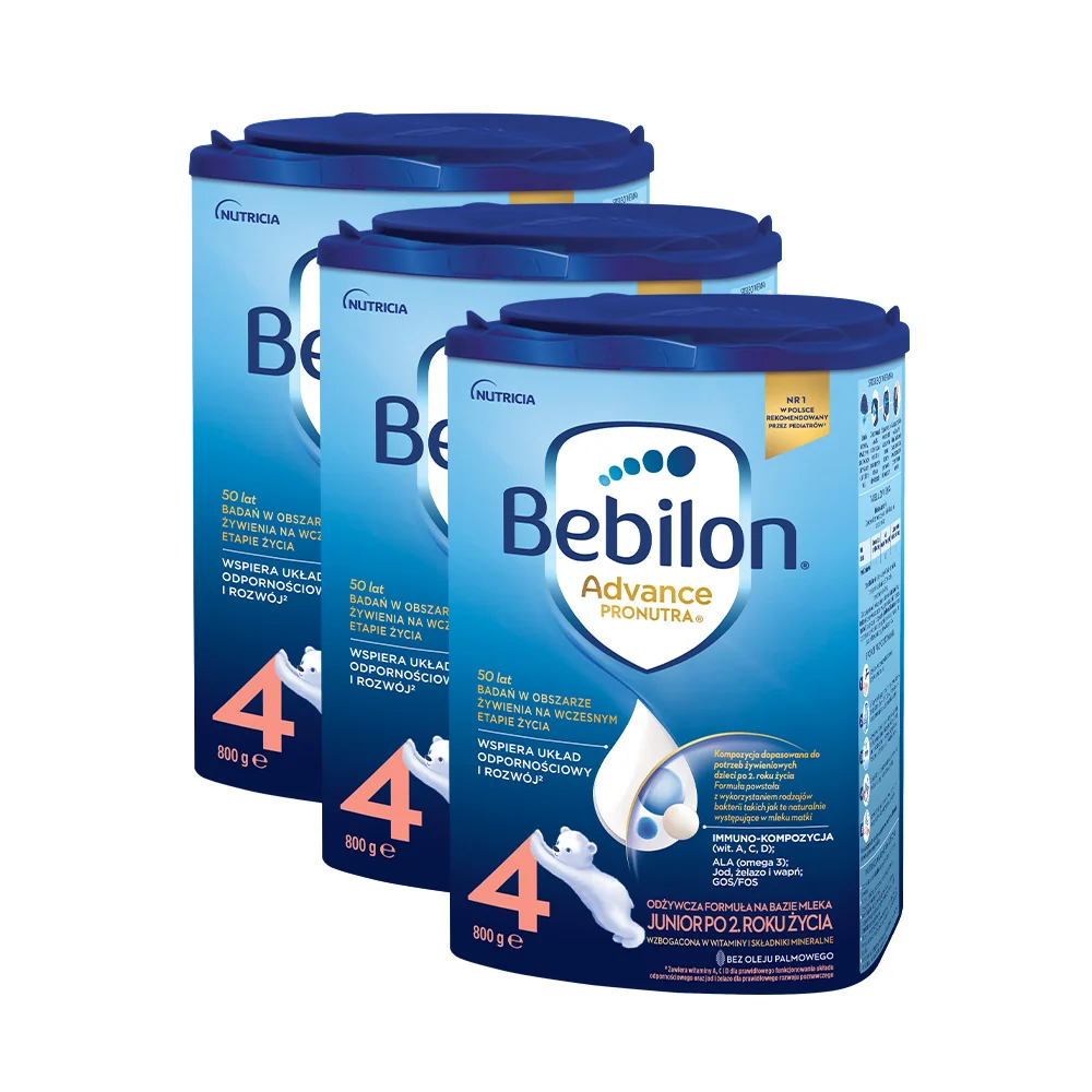 Bebilon Junior z Pronutra+ 4 mleko modyfikowane powyżej 2 roku życia, 3 x 800 g