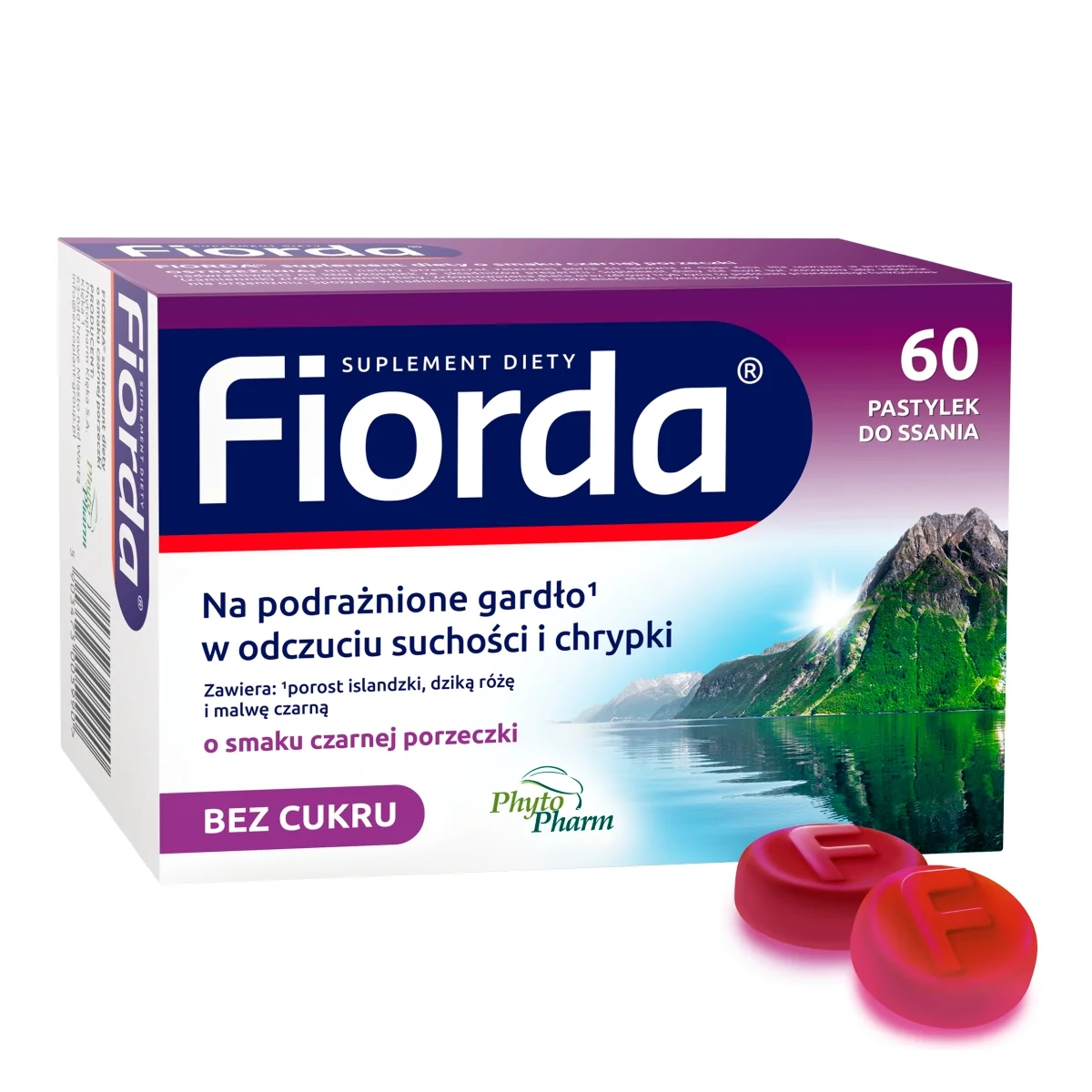 Fiorda 60 pastylek do ssania o smaku porzeczkowym