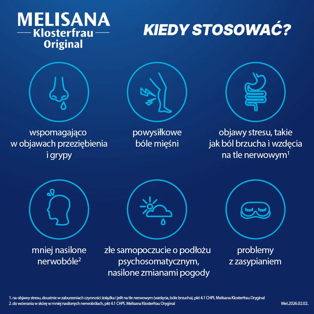 Melisana Klosterfrau Original płyn doustny, płyn na skórę, 155 ml
