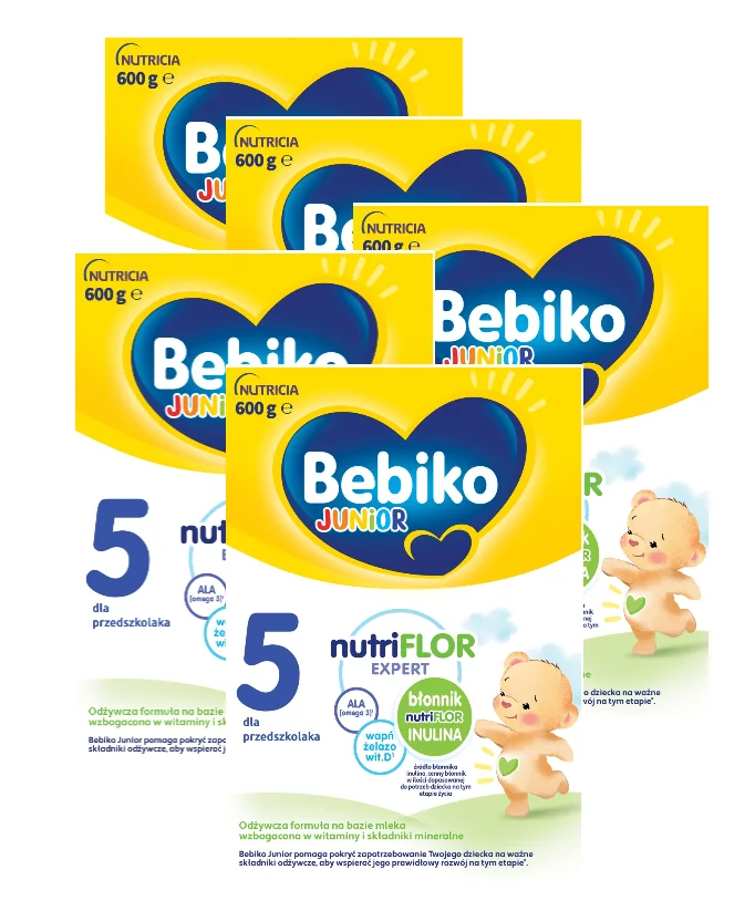 Bebiko Junior 5 Odżywcza formuła na bazie mleka dla przedszkolaka, 5x600 g