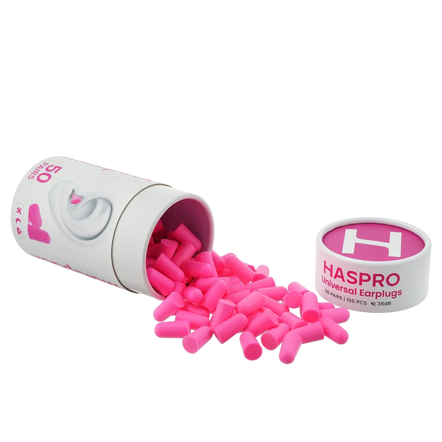 Haspro Tube50 stopery do uszu, kolor różowy, 50 par