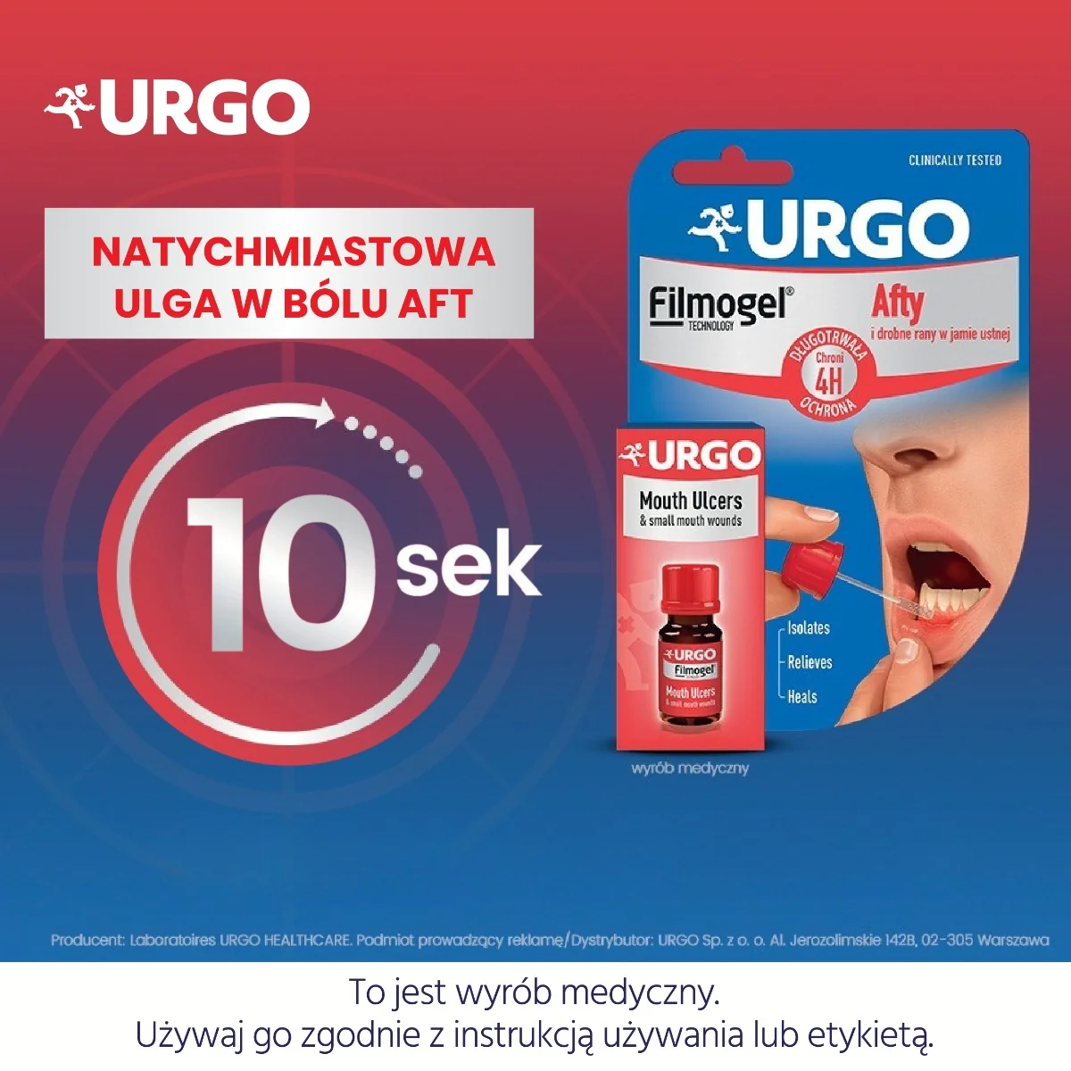 Urgo żel na afty i drobne rany w jamie ustnej, 6 ml