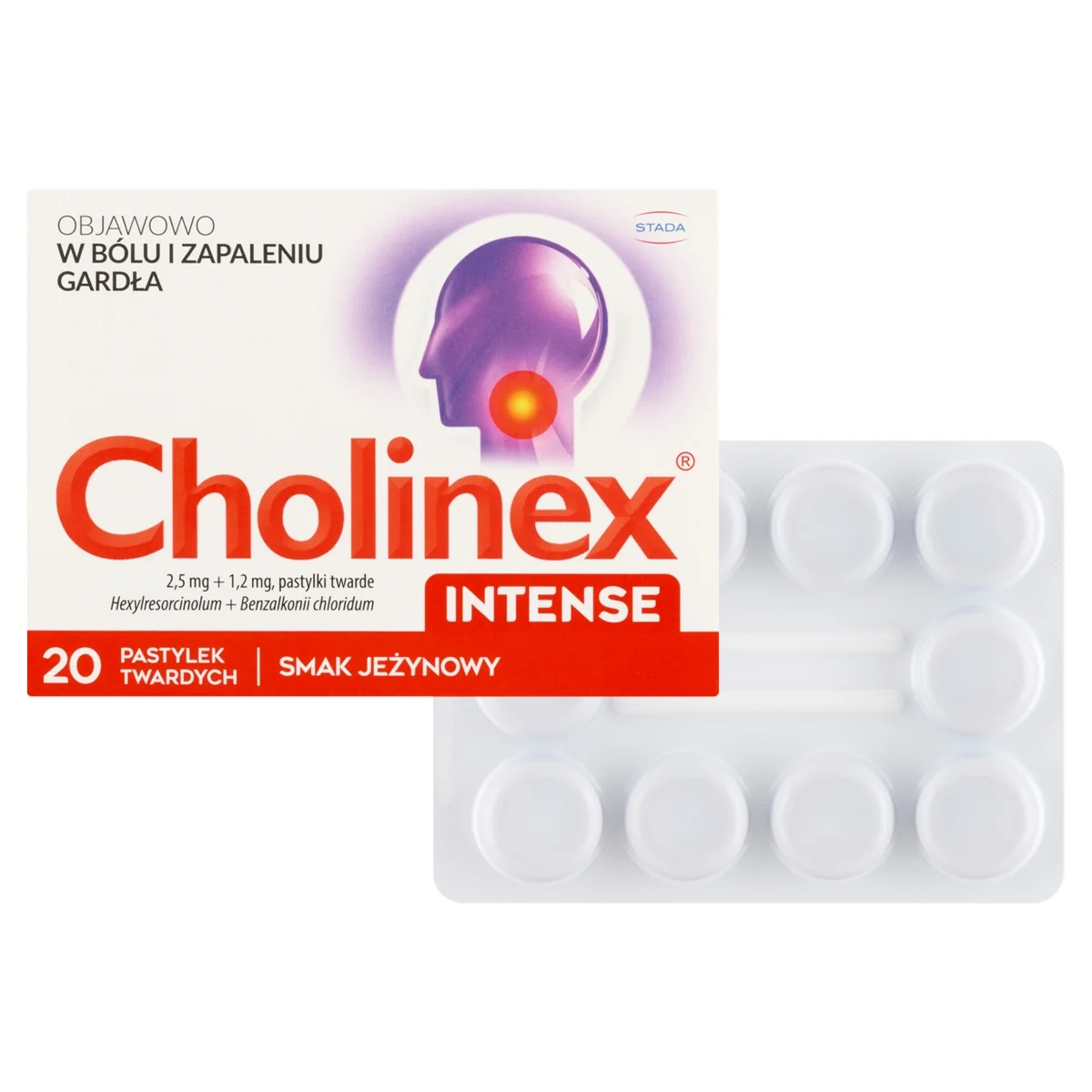 Cholinex Intense 2,5 mg + 1,2 mg, 20 pastylek twardych