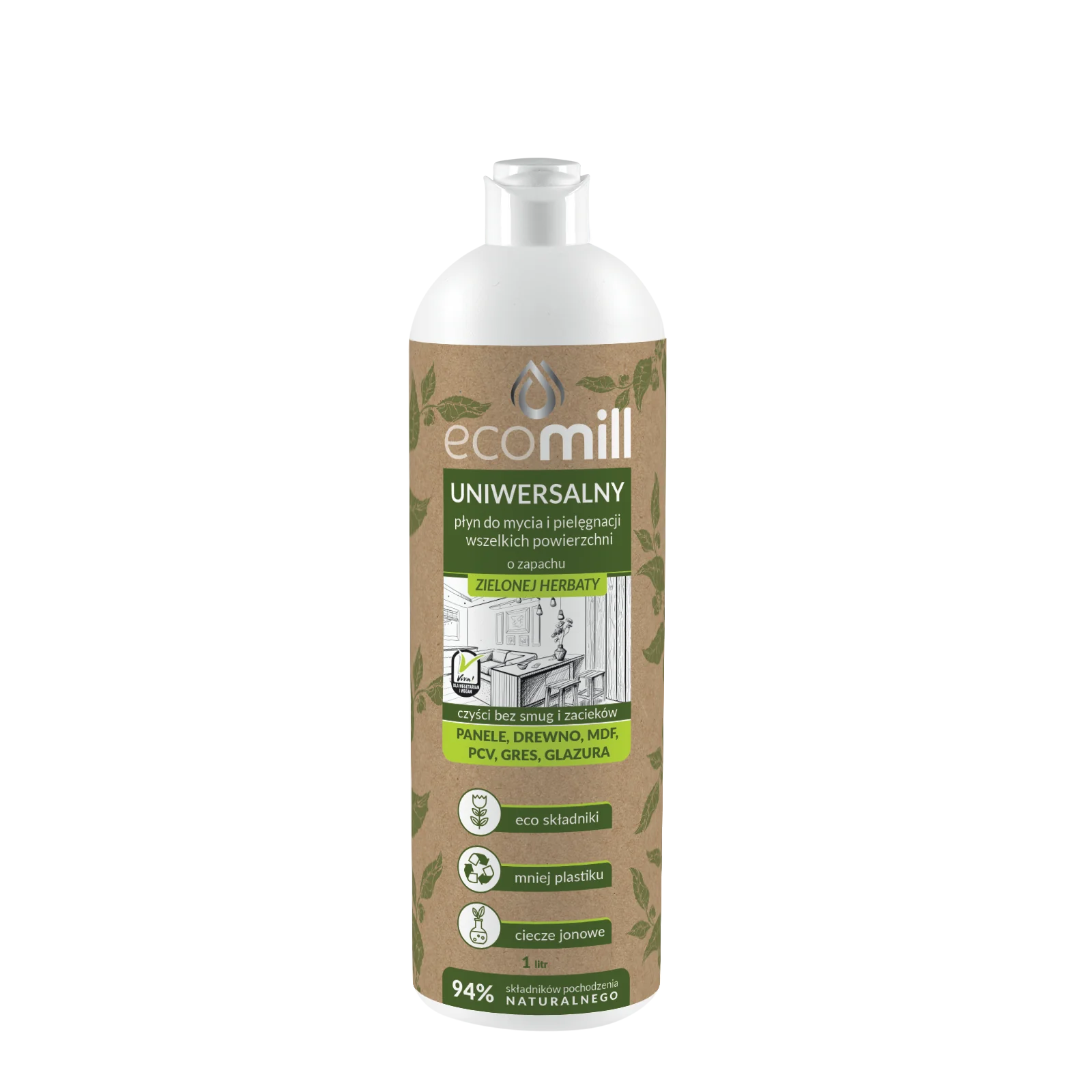 ECOMILL clean Zielona Herbata płyn do podłóg uniwersalny , 1 l