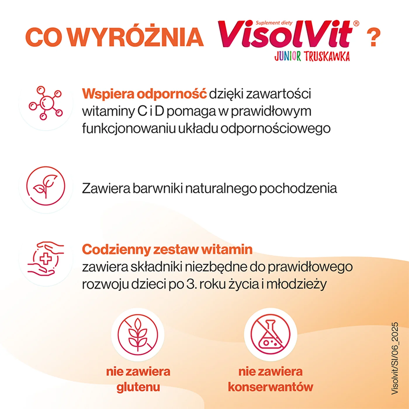Visolvit Junior 30 saszetek z proszkiem musującym o smaku truskawkowym