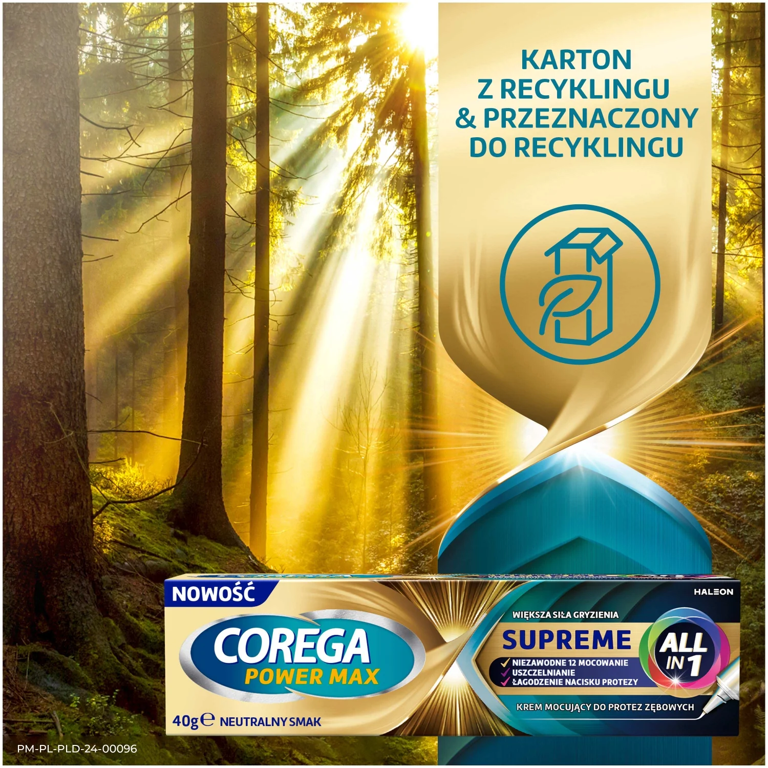 Corega Power Max Supreme All-In 1 krem mocujący do protez zębowych, smak neutralny, 40 g