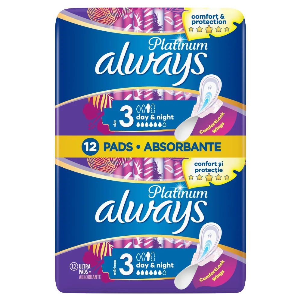 Always Ultra Platinum Night Duo podpaski ze skrzydełkami na noc, 12 szt.