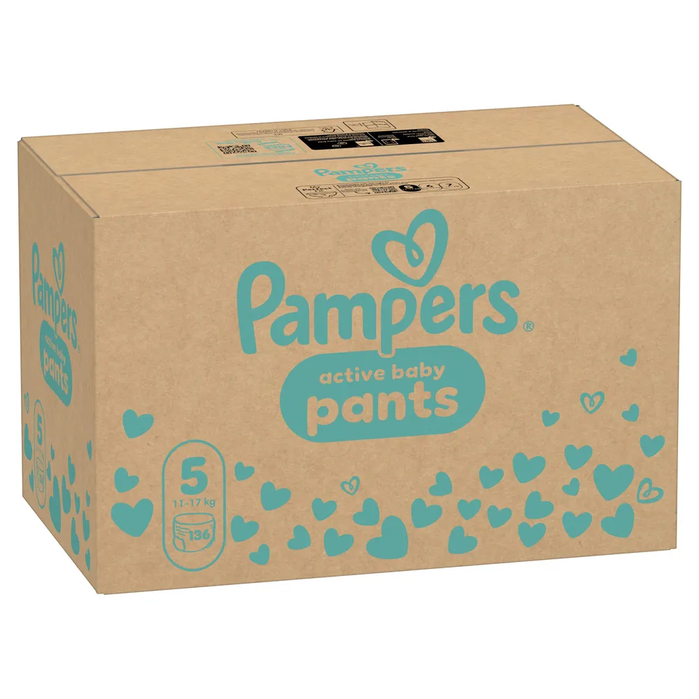 Pampers Active Baby Pants 5 pieluchomajtki, rozmiar 5, 11-17 kg, 136 sztuk