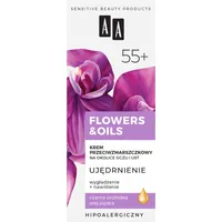 AA FLOWERS & OILS 55+ krem przeciwzmarszczkowy na okolice oczu i ust,  18 ml