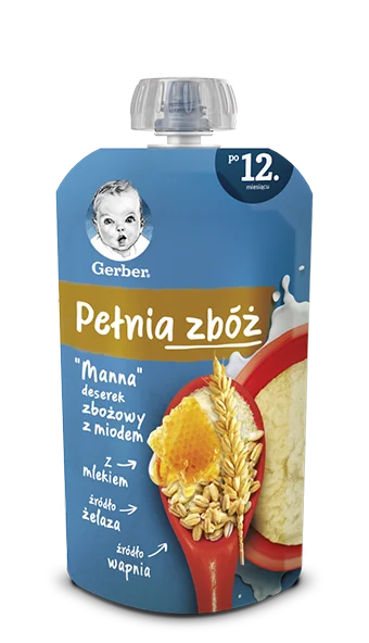 Gerber Pełnia Zbóż Manna deserek zbożowy z miodem, 110 g