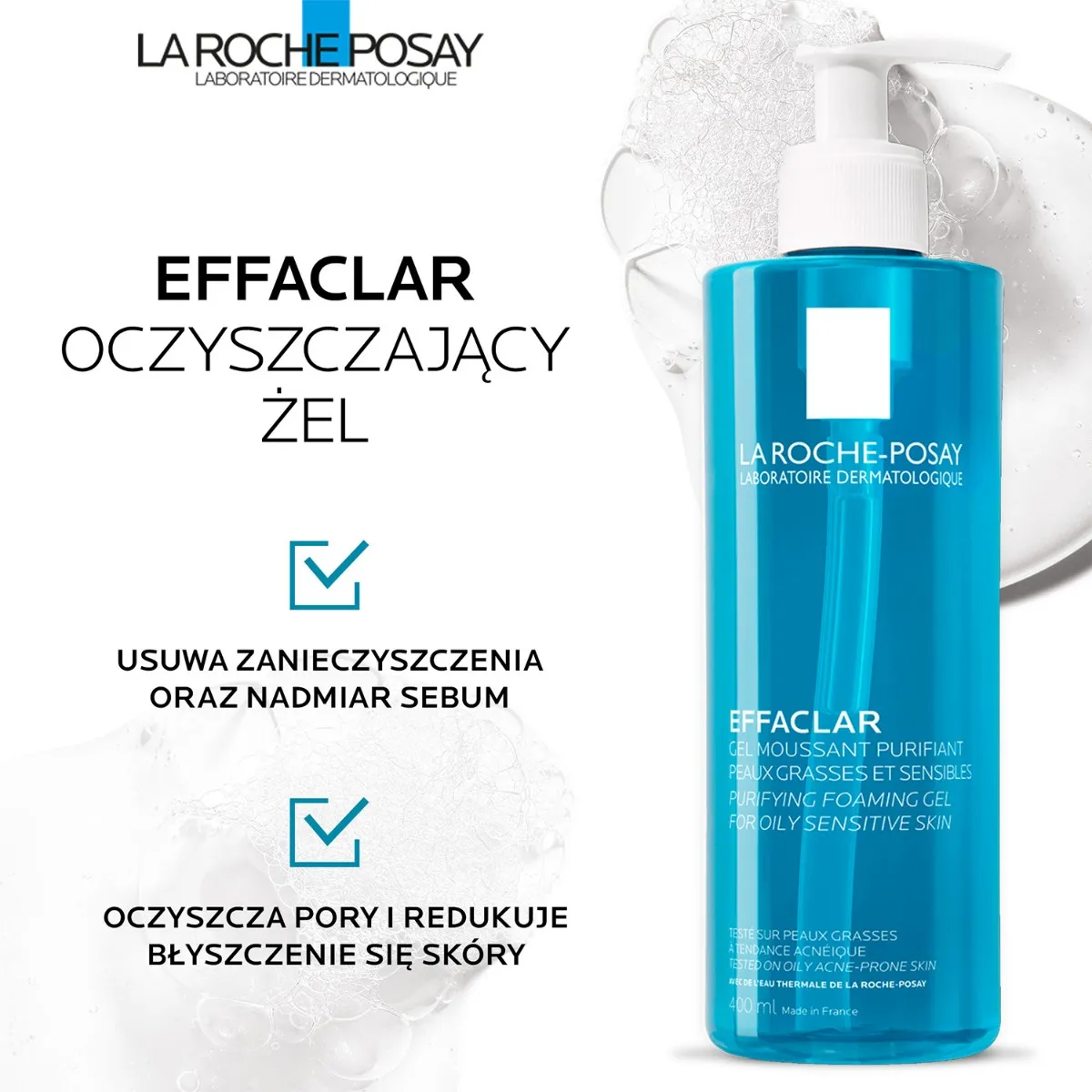 La Roche-Posay Effaclar Oczyszczający żel do twarzy, skóra tłusta, 400 ml 