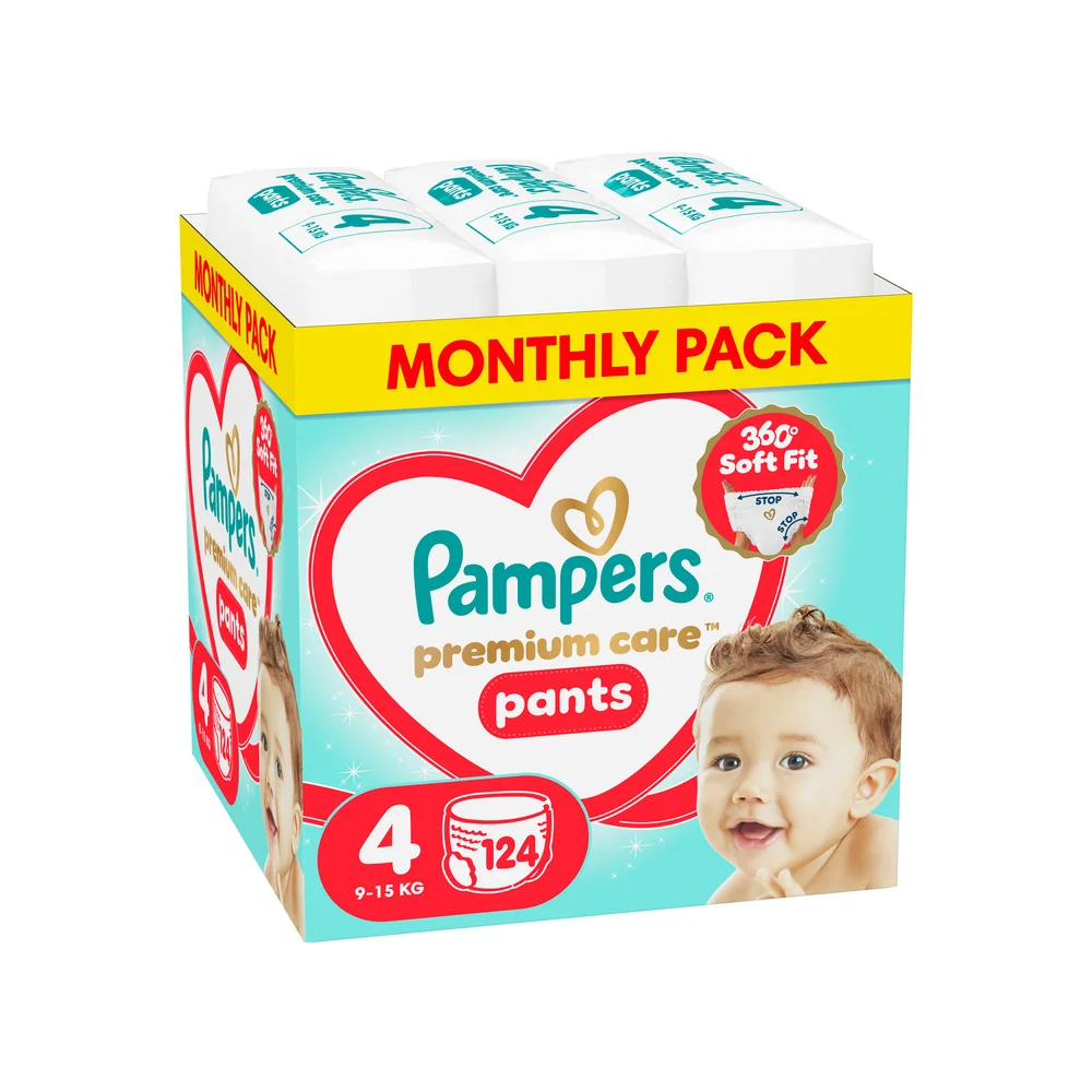 Pampers Premium Care Pants 4 pieluchomajtki, rozmiar 4, 9-15 kg, 124 sztuki