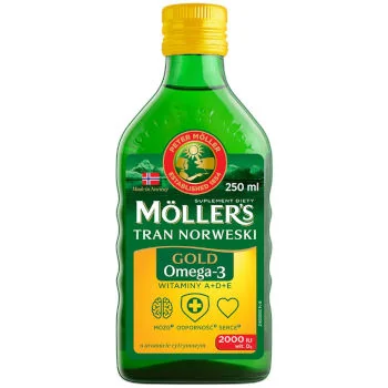 Moller's Gold Tran Norweski suplement diety, smak cytrynowy Moller's Gold Tran Norweski suplement diety, smak cytrynowy