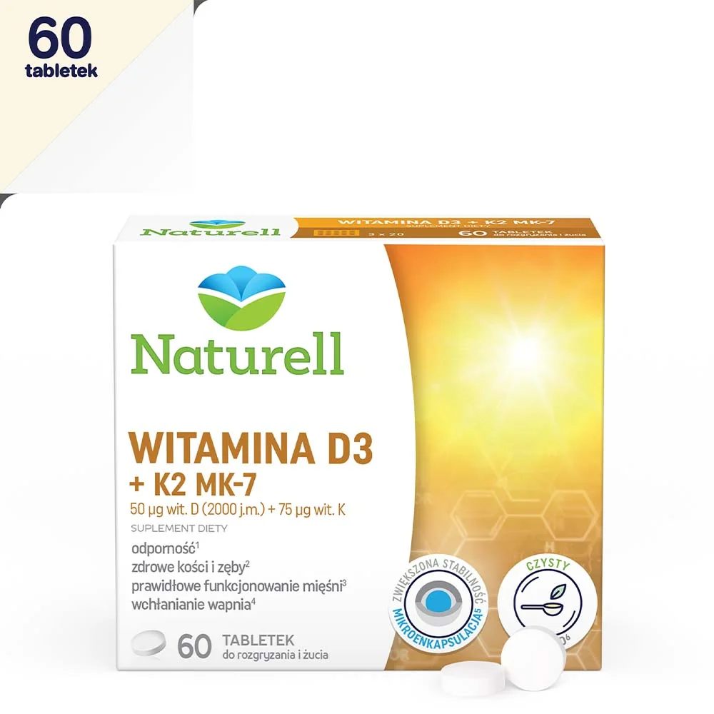 Naturell Witamina D3 + K2 MK-7 60 tabletek do ssania