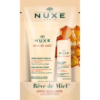Nuxe zestaw Reve de Miel, krem do rąk, 30 ml + pomadka do ust, 4 g 