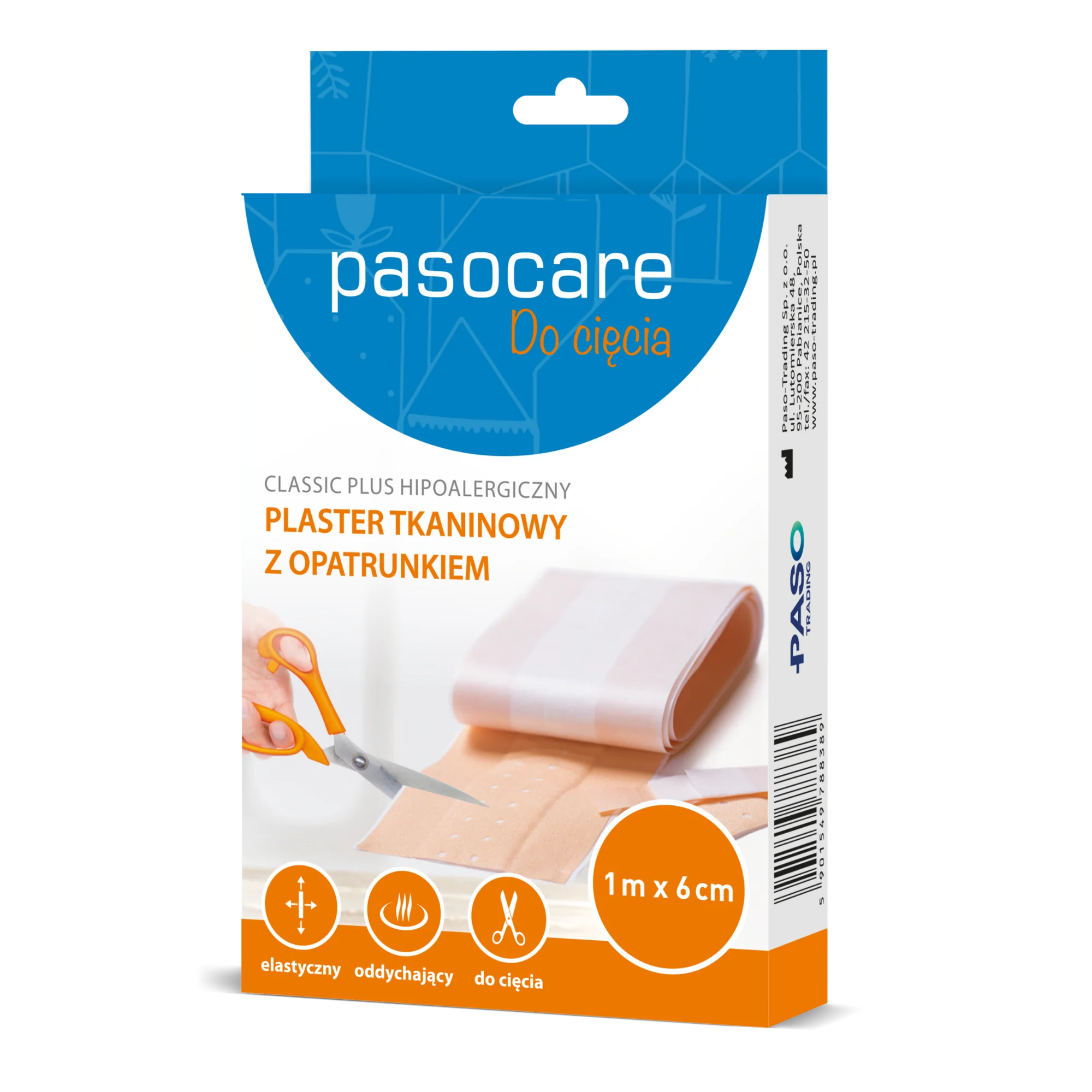 Pasocare Do cięcia plaster tkaninowy z opatrunkiem 1 m x 6 cm, 1 sztuka