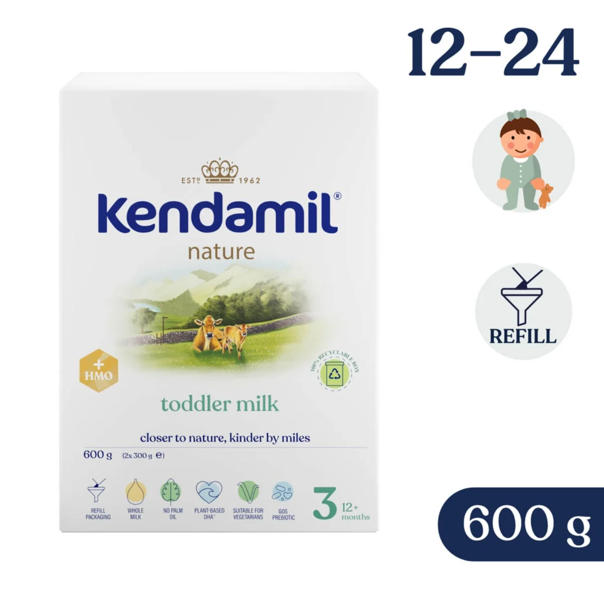 Kendamil® Nature 3 HMO+ mleko dla dzieci 12m+, 600 g