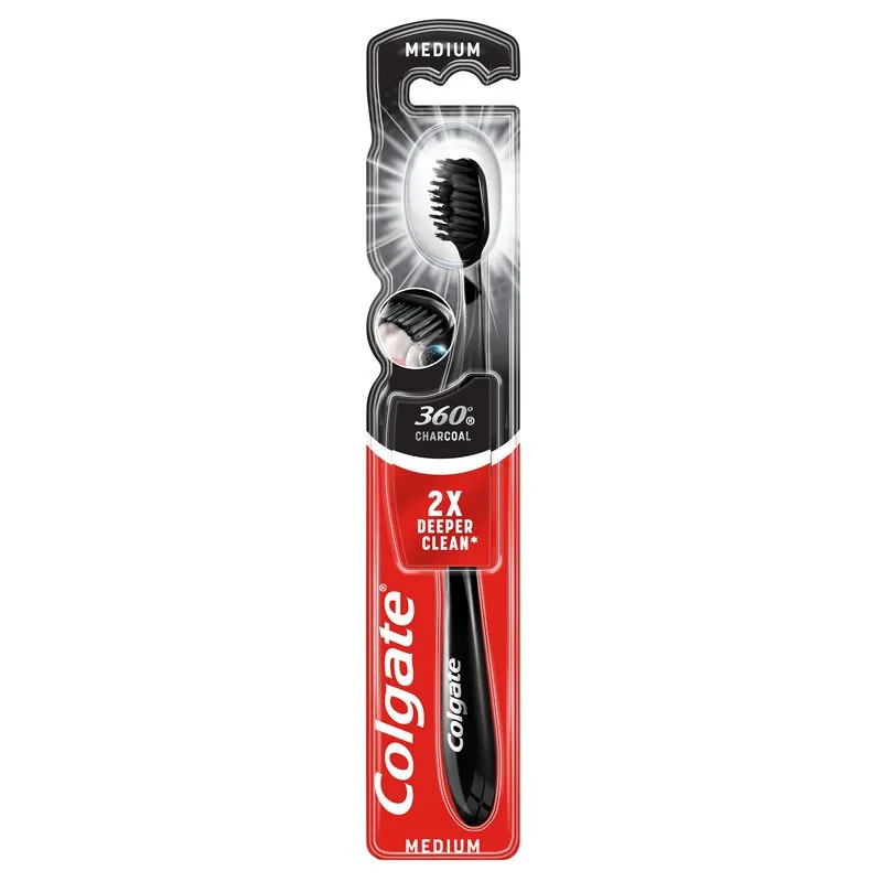 Colgate 360 Black Medium szczoteczka do zębów średnia, 1 szt.