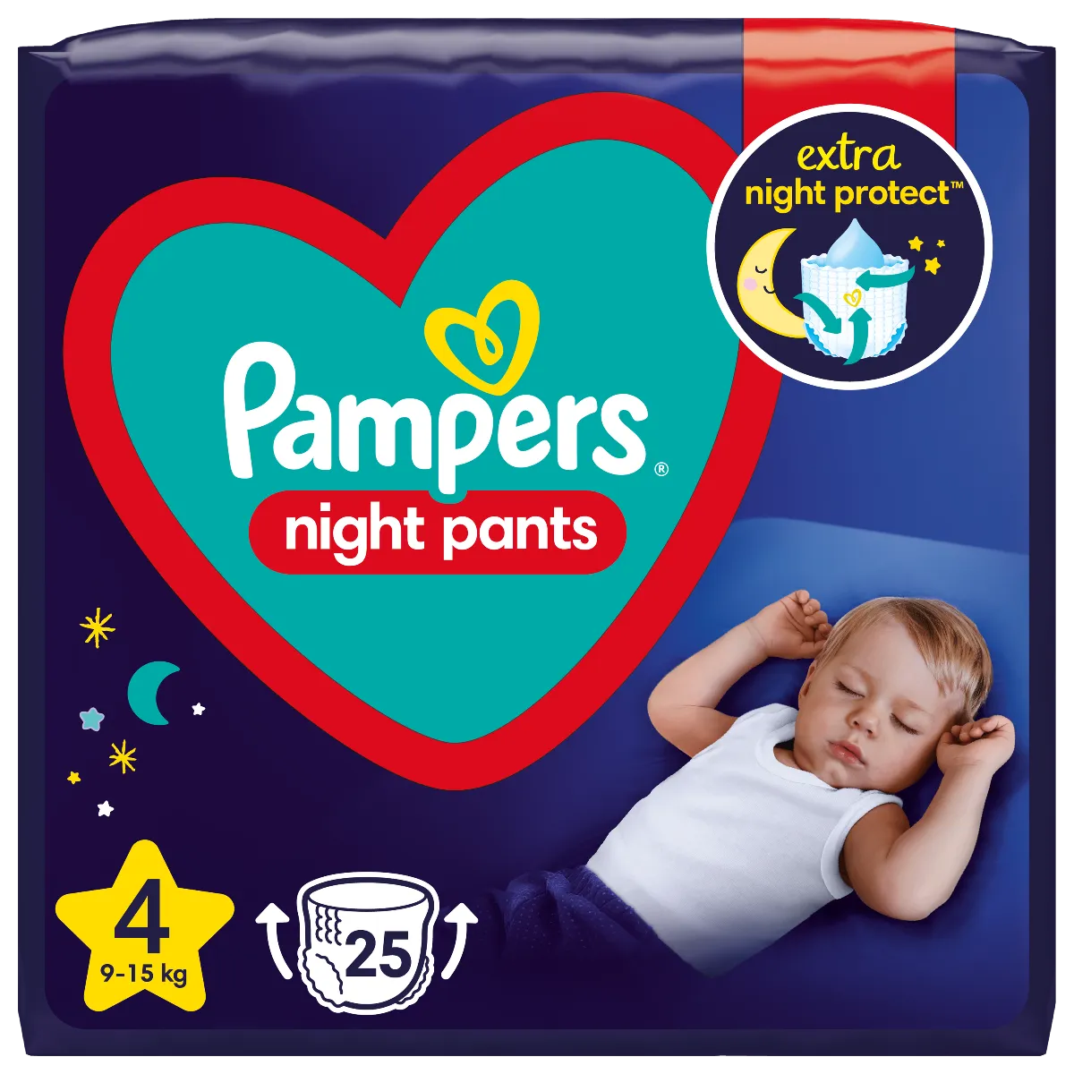 Pampers Night Pants pieluszki jednorazowe na noc, rozmiar 4, 9-15 kg, 25 szt.