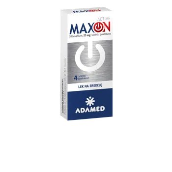 Maxon Active, 25 mg, lek stosowany w leczeniu zaburzeń erekcji, 4 tabletki 