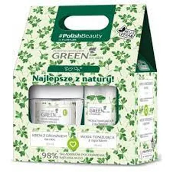 FlosLek Green For Skin, krem z groszkiem na noc + FlosLek, woda tonizująca z ogórkiem, 50 ml + 95 ml 