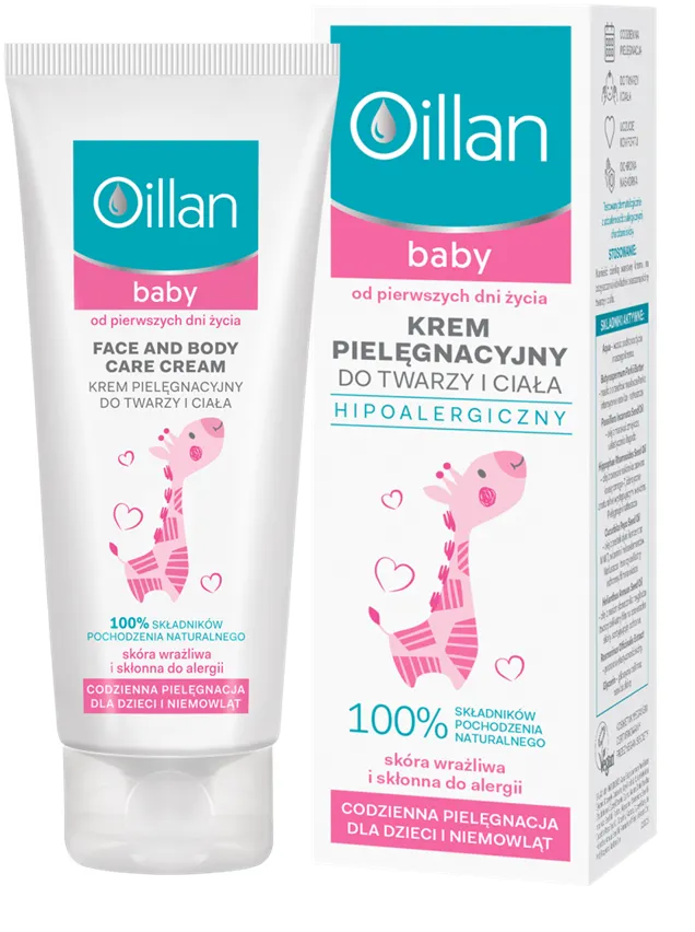 Oillan Baby, krem pielęgnacyjny do twarzy i ciała, do skóry alergicznej, suchej i wrażliwej, 75 ml