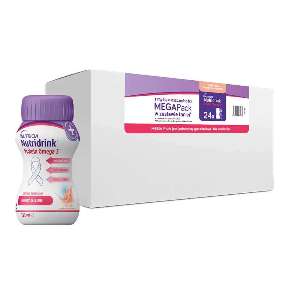 Nutridrink Protein Omega 3 Megapack o smaku mango-brzoskwinia, 24 x 125 ml