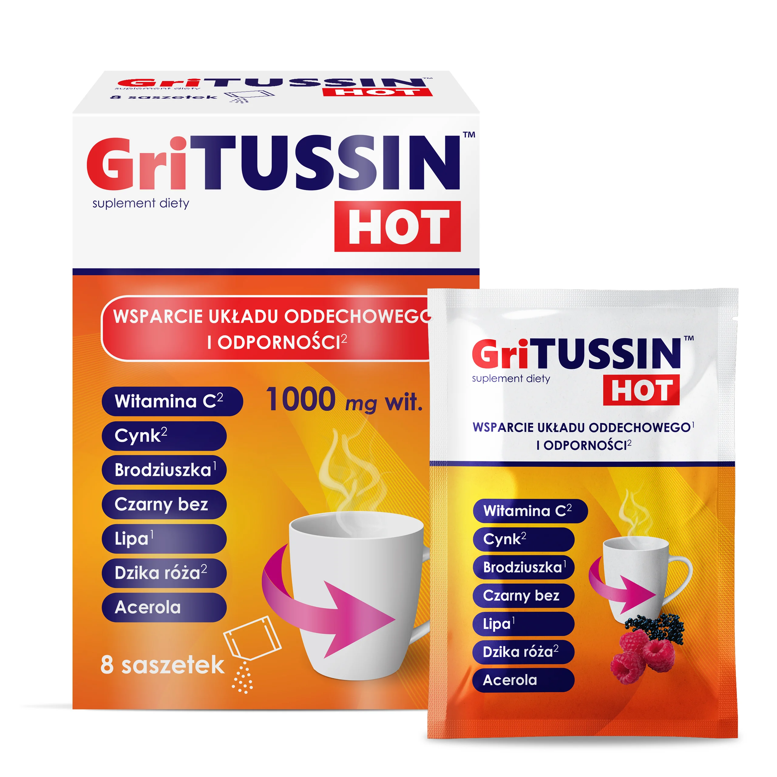 Domowa Apteczka GriTussin Hot 8 saszetek