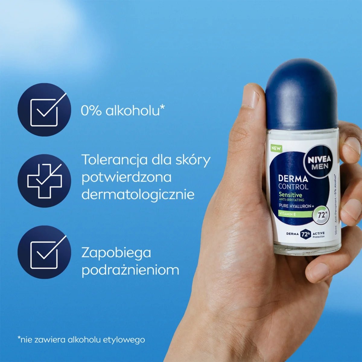 Nivea Men Derma Control Sensitive antyperspirant roll-on, 50 ml