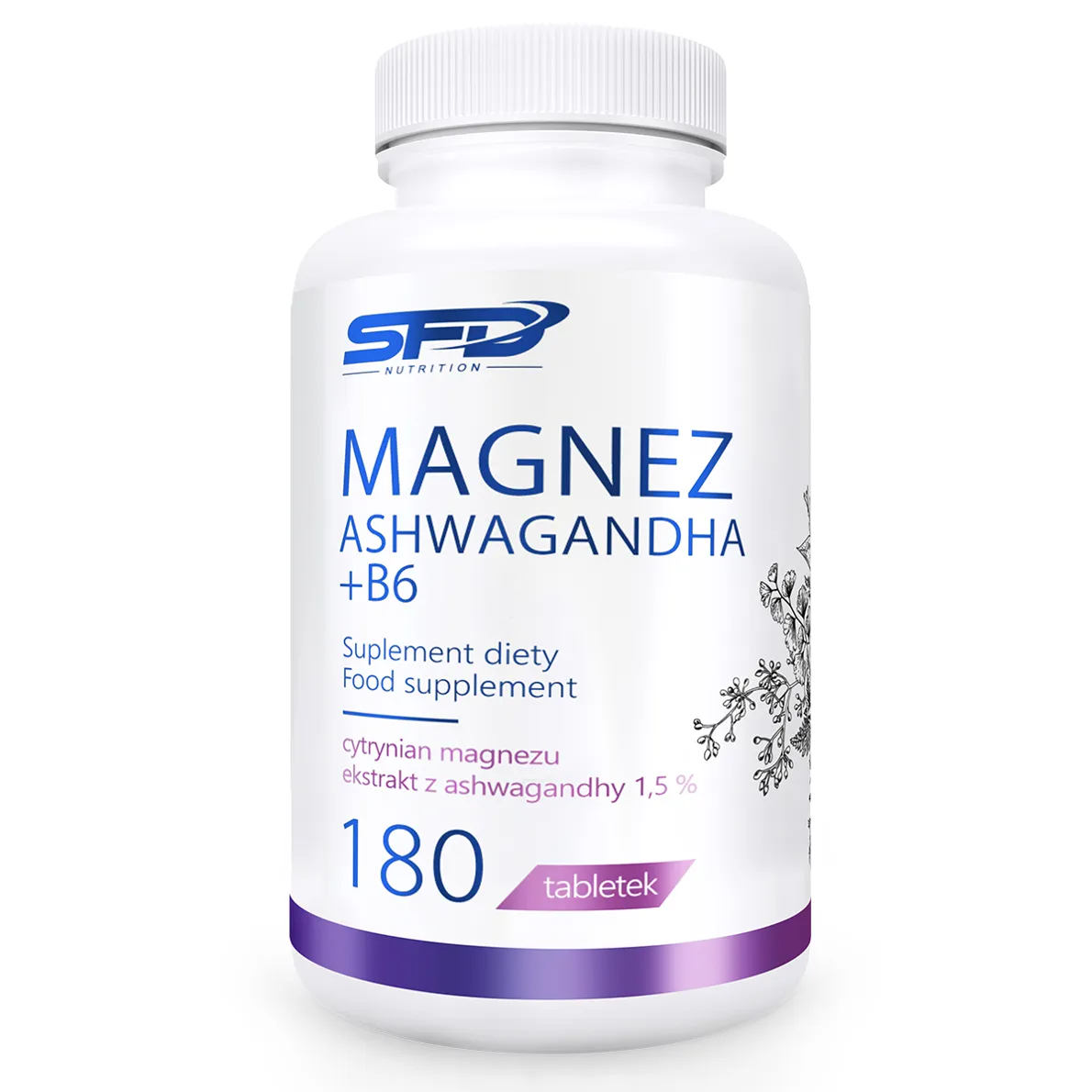 SFD magnez ashwagandha + B6, 180 tabletek